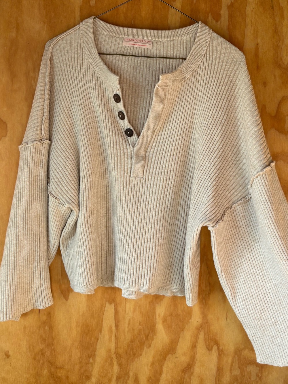 Urban Outfitters Ribbed Henley Sweater Large Cottagecore Cabincore Fisherman
